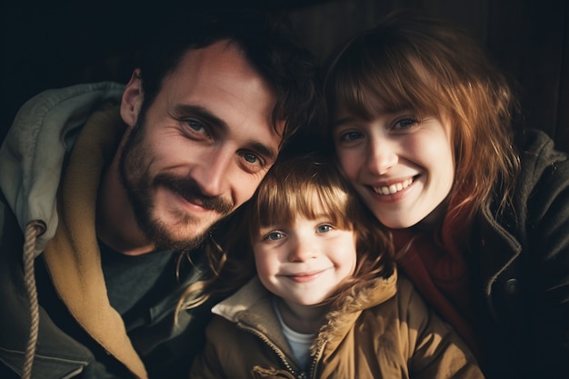 Foto gratuita retrato de una familia afectuosa y amorosa