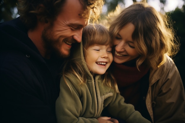 Foto gratuita retrato de una familia afectuosa y amorosa