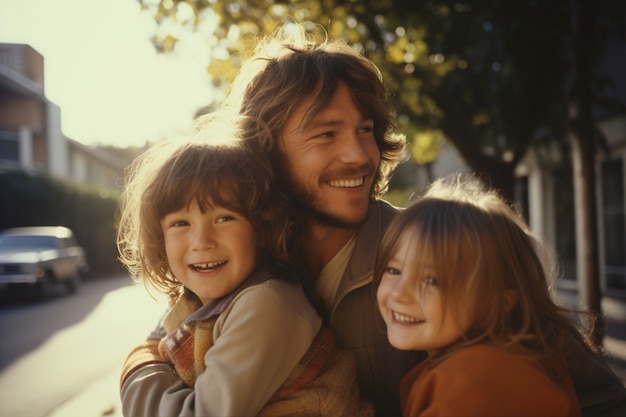 Retrato de una familia afectuosa y amorosa