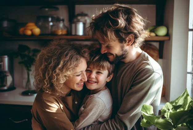 Retrato de una familia feliz y amorosa