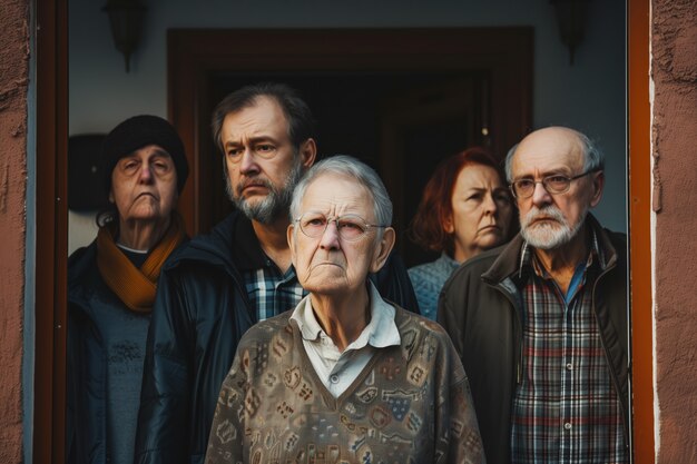 Retrato de una familia multigeneracional que comparte espacio en el hogar debido a los altos precios de la vivienda