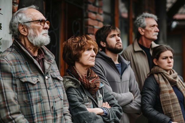 Retrato de una familia multigeneracional que comparte espacio en el hogar debido a los altos precios de la vivienda