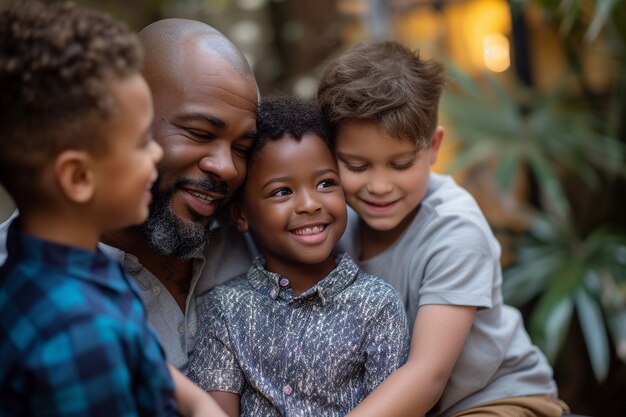 Retrato de una familia no tradicional con un padre soltero