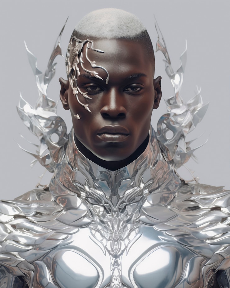 Foto gratuito retrato de fantasía futurista con disfraz