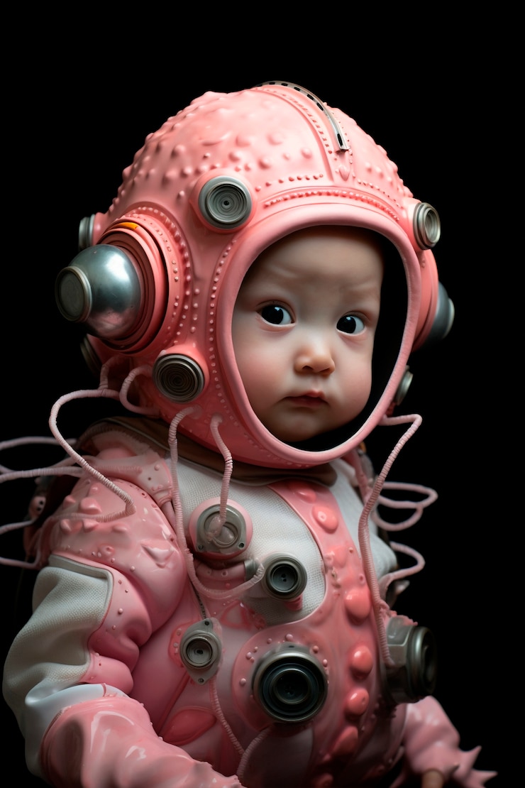 Foto gratuito retrato de fantasía futurista con traje