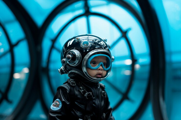 Foto gratuito retrato de fantasía futurista con traje