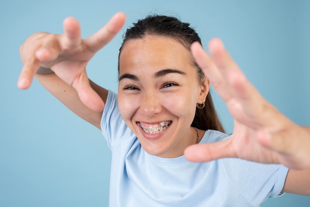 Retrato, de, feliz, adolescente