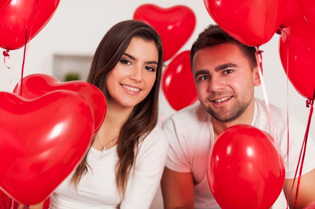 Retrato, de, feliz, pareja, enamorado