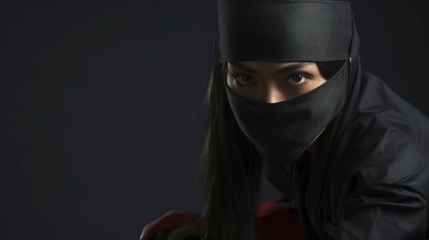 Retrato fotorrealista de una guerrera ninja