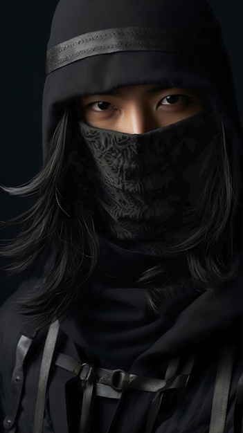 Foto gratuita retrato fotorrealista de una guerrera ninja