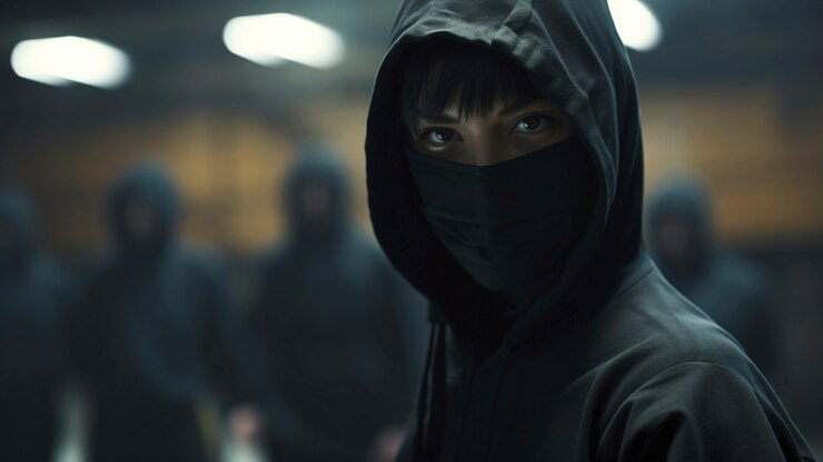 Foto gratuito retrato fotorrealista de un guerrero ninja