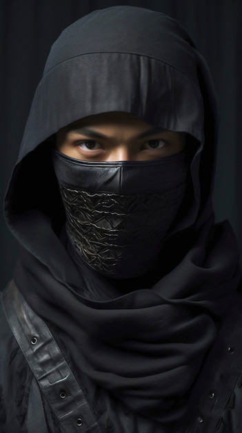 Retrato fotorrealista de un guerrero ninja