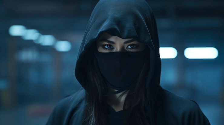 Foto gratuito retrato fotorrealista de una mujer guerrera ninja