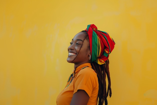 Foto gratuita retrato fotorrealista de una mujer rastafari africana con dreads