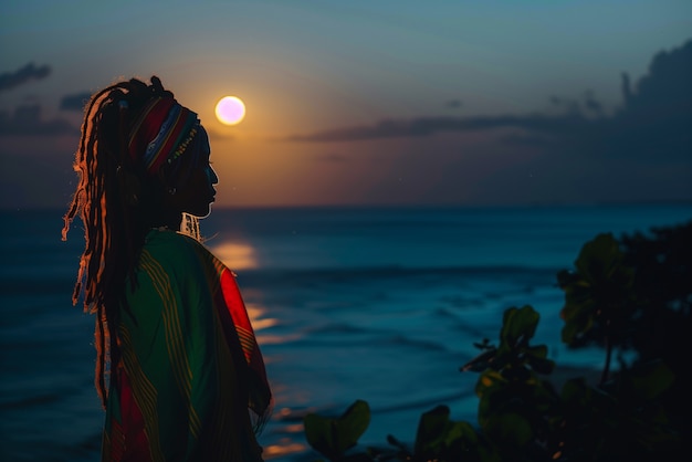 Foto gratuita retrato fotorrealista de una mujer rastafari con dreads africanos