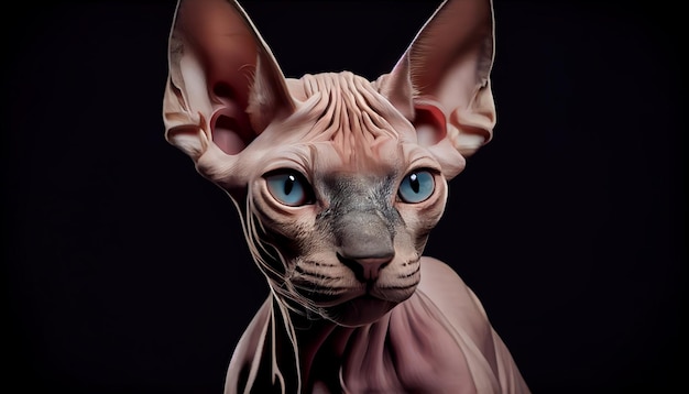 Foto gratuita retrato de gatito peludo con curiosos ojos de animales generados por ia