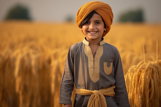 Foto gratuita retrato de la gente india celebrando el festival de baisakhi