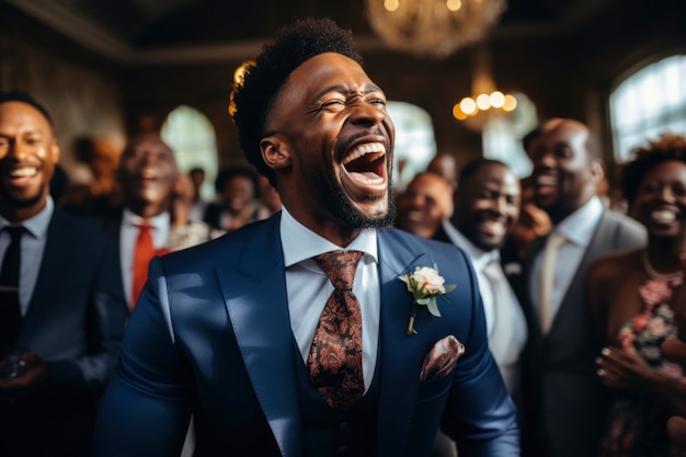 Retrato de gente sonriente en una boda