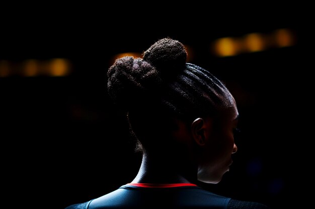 Retrato de gimnasta afroamericana preparándose para la competición