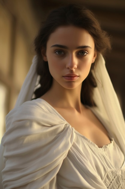 Foto gratuita retrato de una hermosa mujer de la antigua grecia