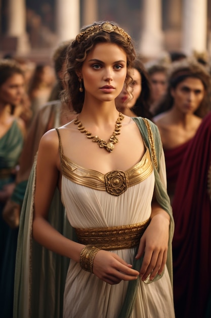 Retrato de una hermosa mujer de la antigua Grecia