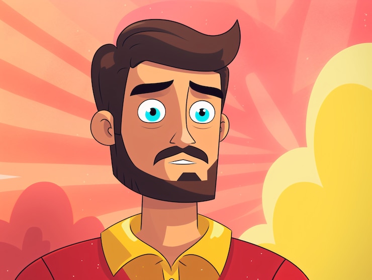 Foto gratuito retrato de un hombre al estilo de dibujos animados