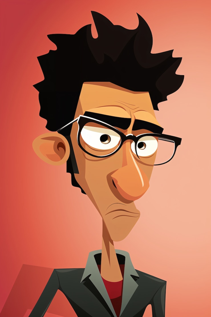 Foto gratuito retrato de un hombre al estilo de dibujos animados