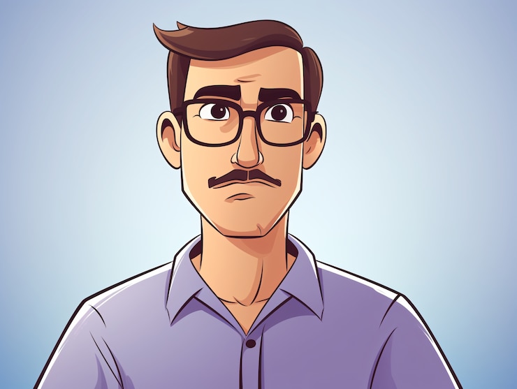 Foto gratuito retrato de un hombre al estilo de dibujos animados