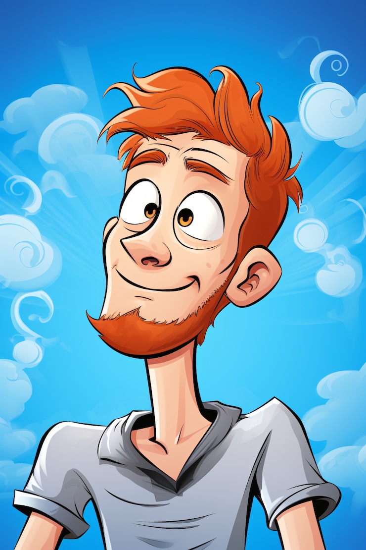 Foto gratuito retrato de un hombre al estilo de dibujos animados