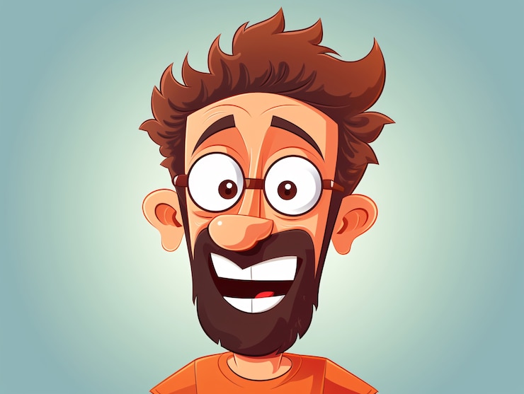 Foto gratuito retrato de un hombre al estilo de dibujos animados