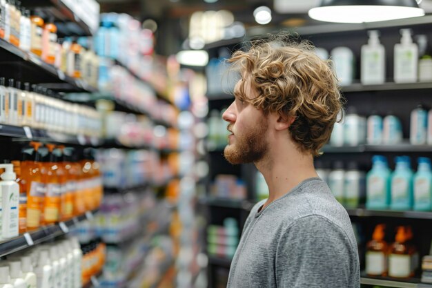 Retrato de un hombre comprando y comprando bienes de consumo