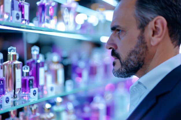 Retrato de un hombre comprando y comprando bienes de consumo