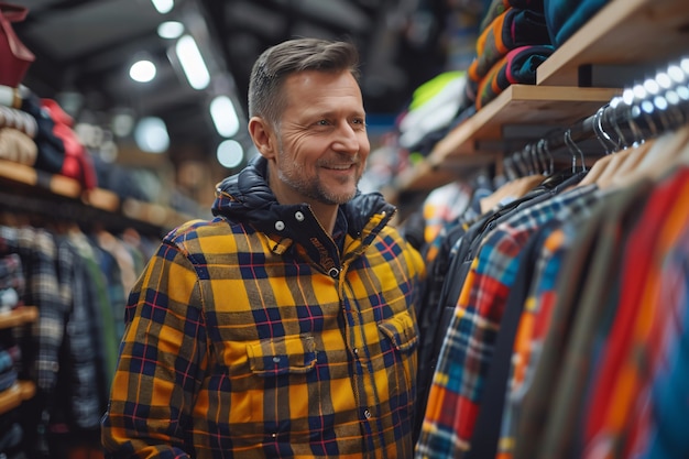 Retrato de un hombre comprando y comprando bienes de consumo