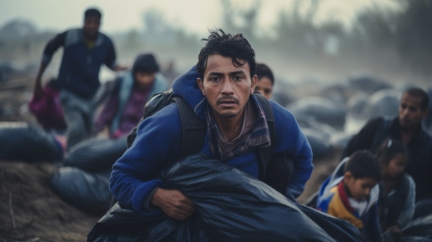 Foto gratuita retrato del hombre durante la crisis migratoria