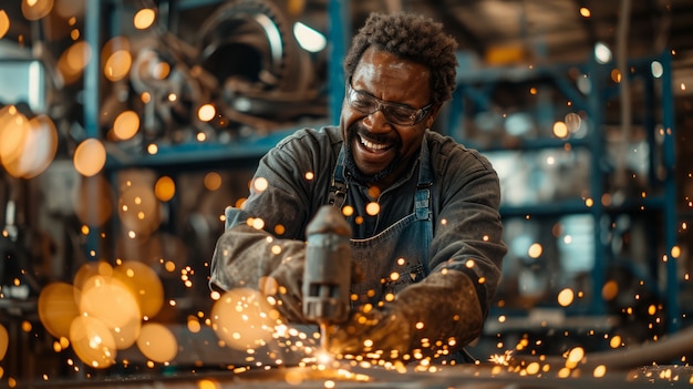 Foto gratuita retrato de un hombre ejerciendo su profesión para celebrar el día internacional del trabajo