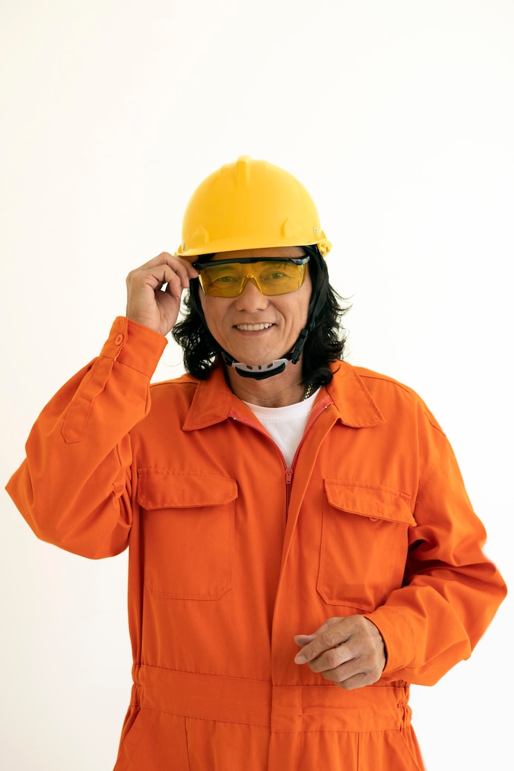 Foto gratuito retrato de hombre con equipo de protección de seguridad