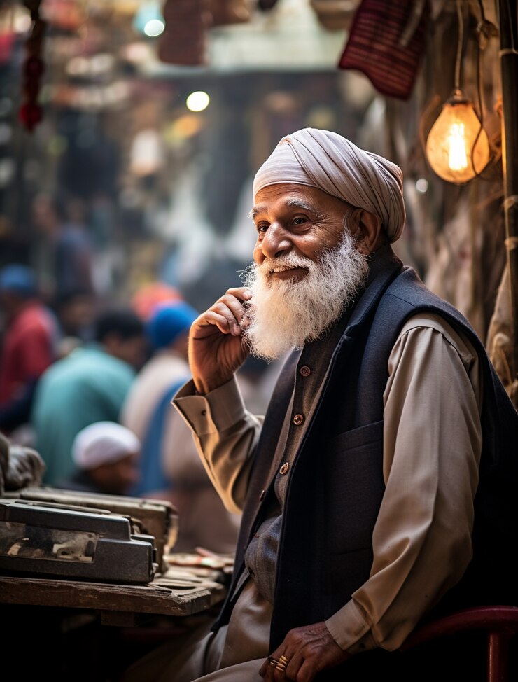 Foto gratuito retrato del hombre indio en el bazar