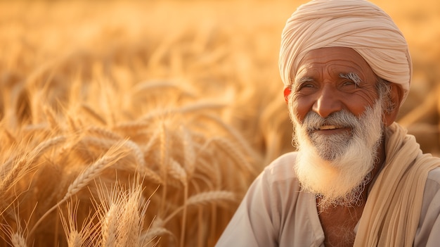 Retrato de un hombre indio celebrando el festival de Baisakhi