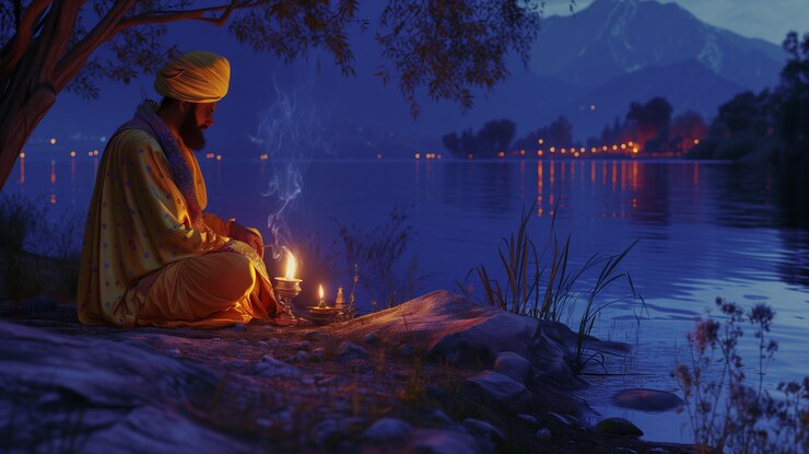 Foto gratuito retrato de un hombre indio celebrando el festival de baisakhi