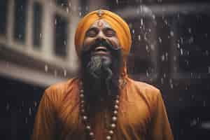 Foto gratuita retrato de un hombre indio celebrando el festival de baisakhi