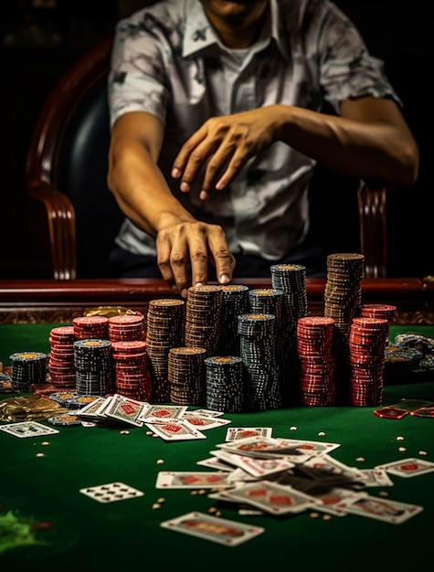 Retrato de un hombre jugando en un casino