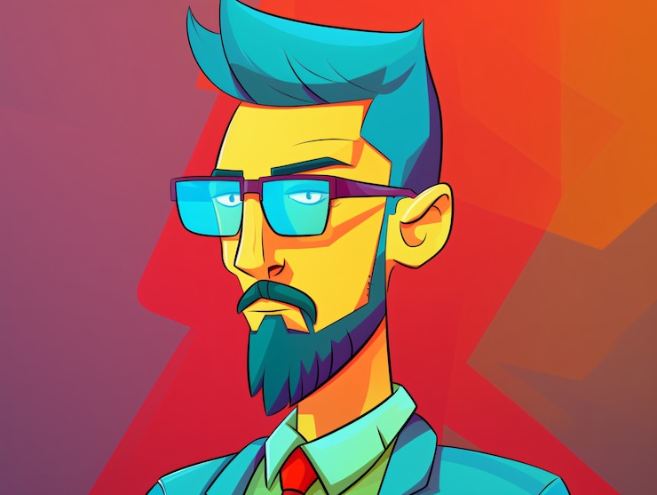 Foto gratuito retrato de hombre de negocios en estilo de dibujos animados
