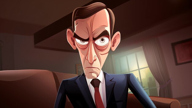 Retrato de hombre de negocios en estilo de dibujos animados