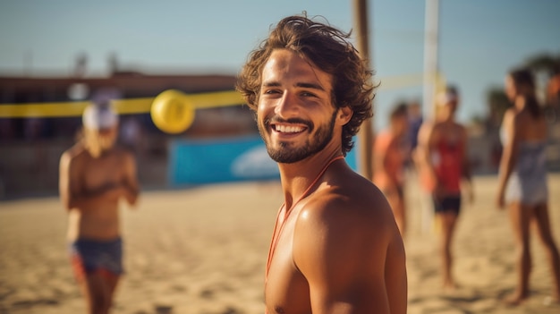 Retrato del hombre en la playa