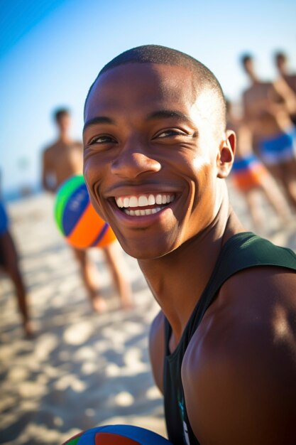 Retrato del hombre en la playa