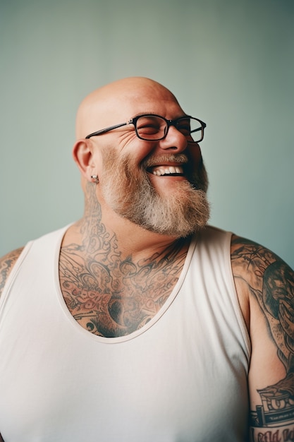 Foto gratuita retrato de hombre con tatuajes en el cuerpo.