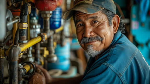 Foto gratuita retrato de un hombre trabajando como fontanero