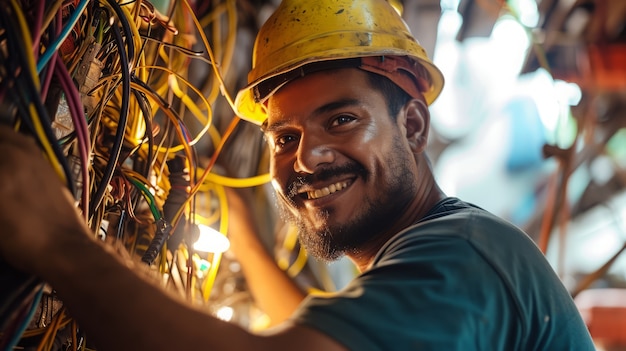 Retrato de un hombre trabajando como ingeniero