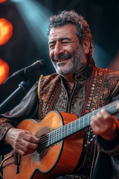 Foto gratuita retrato de un hombre trabajando como músico