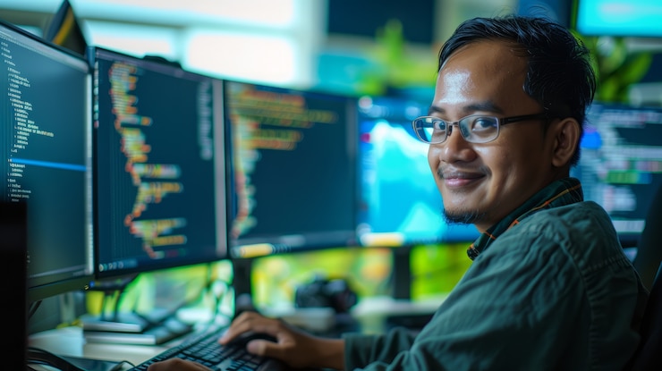 Foto gratuito retrato de un hombre trabajando en él